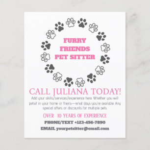 Furry Friends Pet Sitter Pink Business Flyer