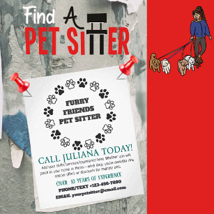 Furry Friends Pet Sitter Small Business Flyer