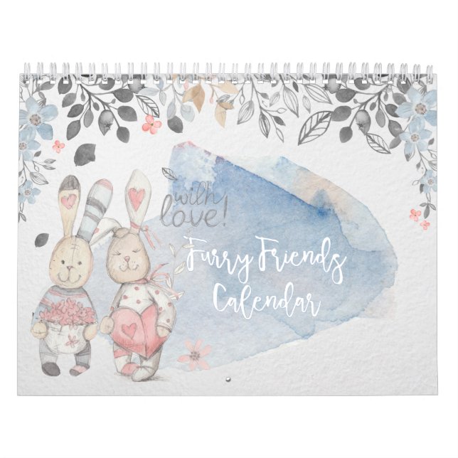 Furry Friends Watercolor Rabbit Calendar (Cover)