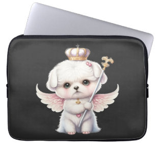 Furry Joy: Angel Wing Maltese Dog Puppy Gift Laptop Sleeve