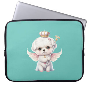 Furry Joy: Angel Wing Maltese Dog Puppy Gift Laptop Sleeve