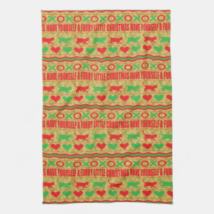 Furry Little Cats Christmas Tea Towel