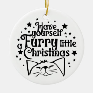Furry Little Christmas Double Sided Ceramic Tree Decoration