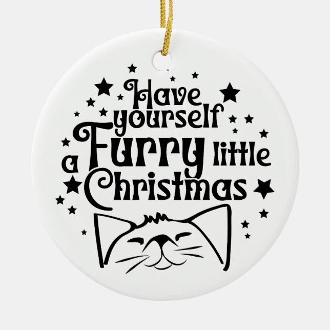 Furry Little Christmas | Double Sided Ceramic Tree Decoration (Front)