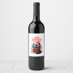 Furry Little Christmas Wine Label