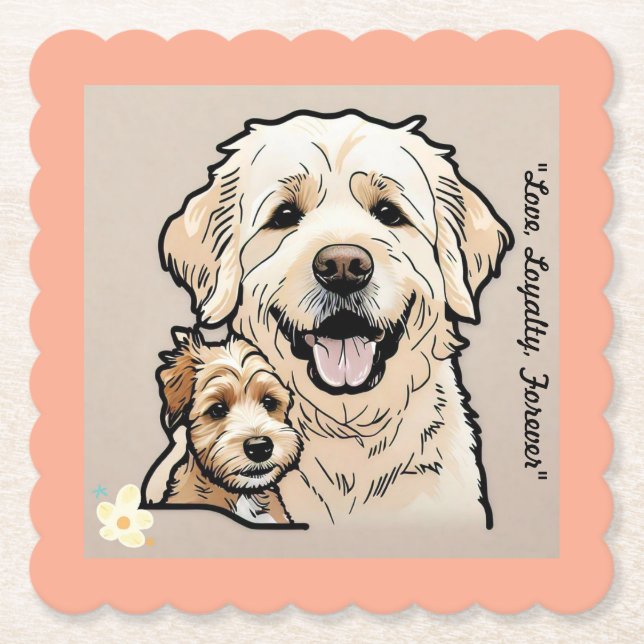 "Furry Little Hearts" Paper Coaster (Front)