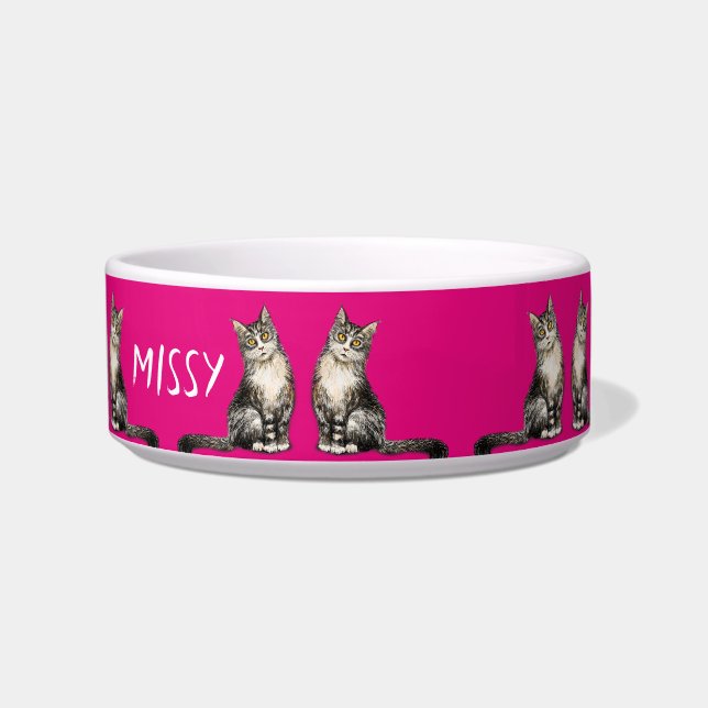 Furry long haired Purry cat bowl (Front)