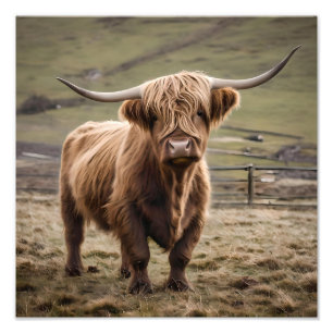 **"Furry Majesty: The Woolly Brown Highland Cow"** Photo Print