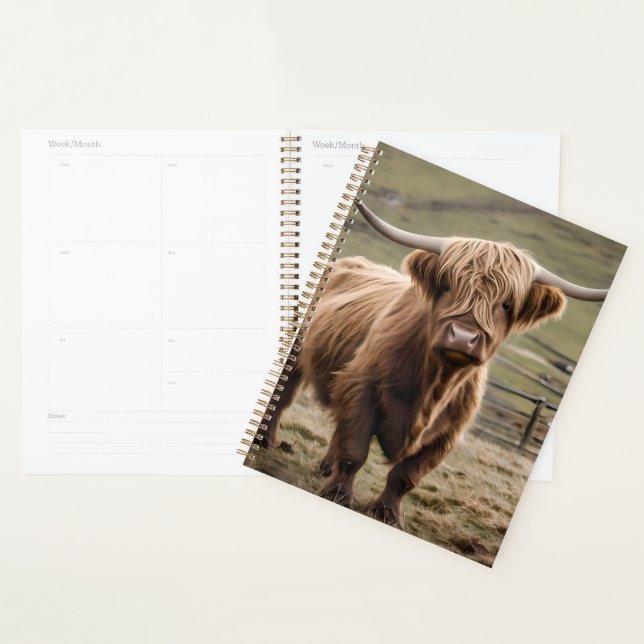 **"Furry Majesty: The Woolly Brown Highland Cow"** Planner (Display)