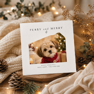 Furry & Merry Stylish Dog Christmas Holiday Photo  Card