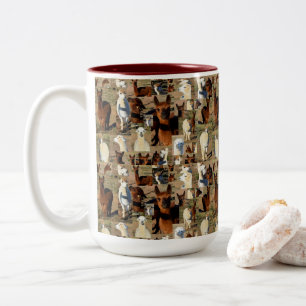 "Furry Moments: An Alpaca Photo Collage" Two-Tone Coffee Mug