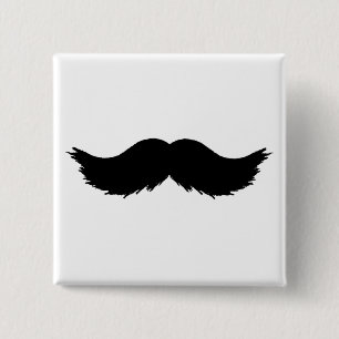 Furry Moustache/Moustache 15 Cm Square Badge