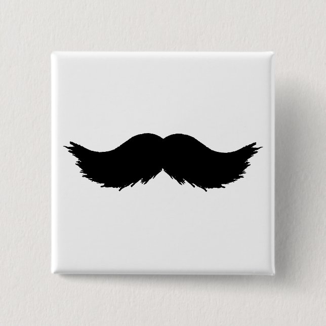 Furry Moustache/Moustache 15 Cm Square Badge (Front)
