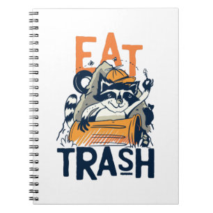 Furry Racoon with Eat Trash Text Notebook