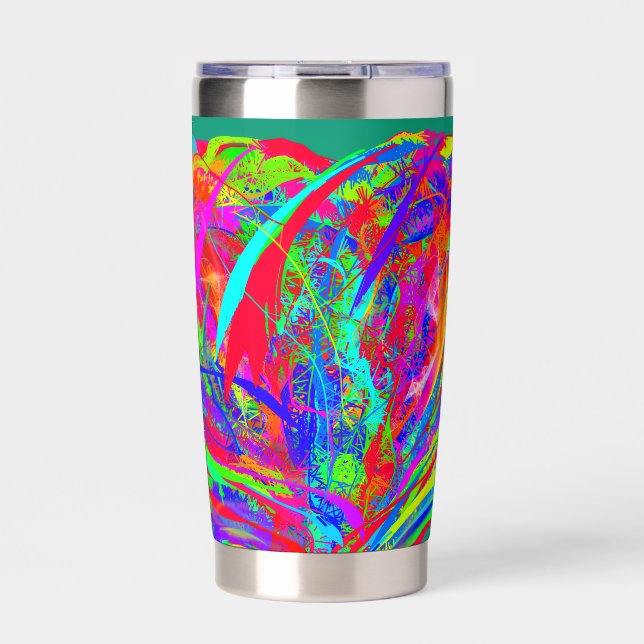 Furry Rainbow Colored Flower  Insulated Tumbler (Front)