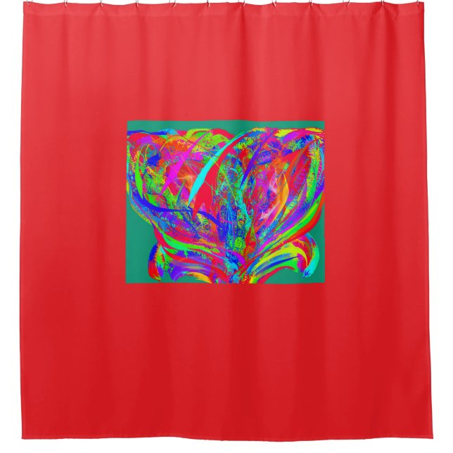 Furry Rainbow Colored Flower Shower Curtain (Front)