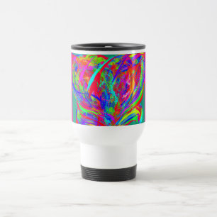 Furry Rainbow Colored Flower Travel Mug