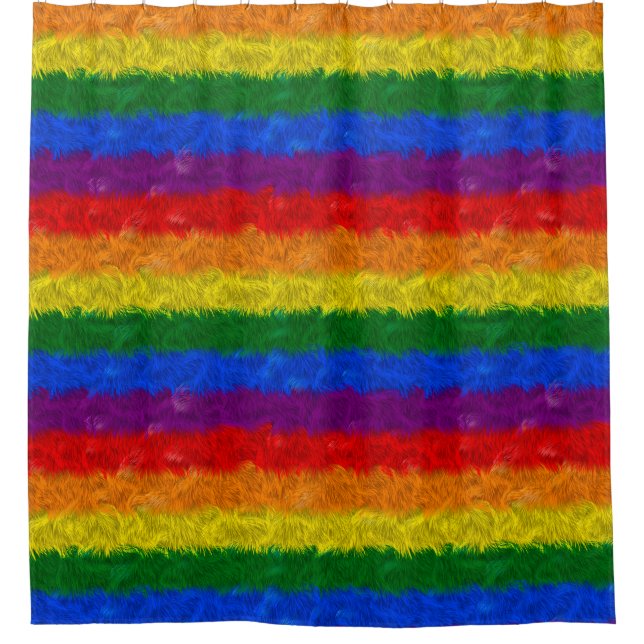 Furry Rainbow Shower Curtain (Front)