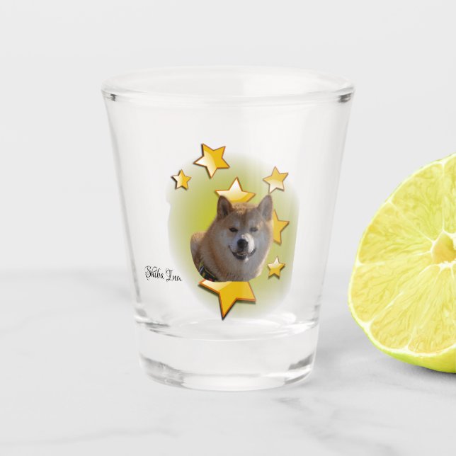 Furry Red Shiba Inu is a Star  Shot Glass (Front)
