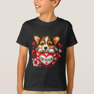 Furry Valentine Adorable Corgi Puppy Love  T-Shirt
