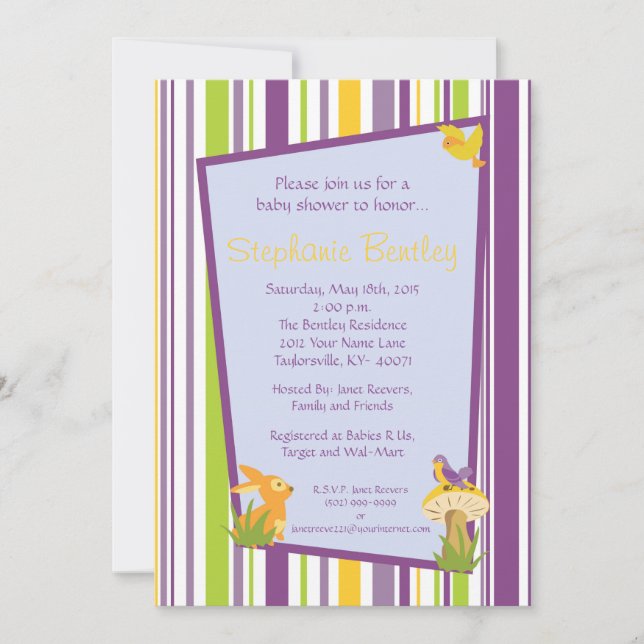 Furry Woodland 5x7 invitation (Front)