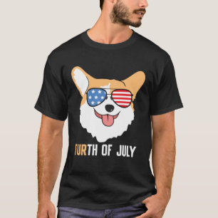 FURth 4th Of July Corgi Dog  American Flag Sunglas T-Shirt