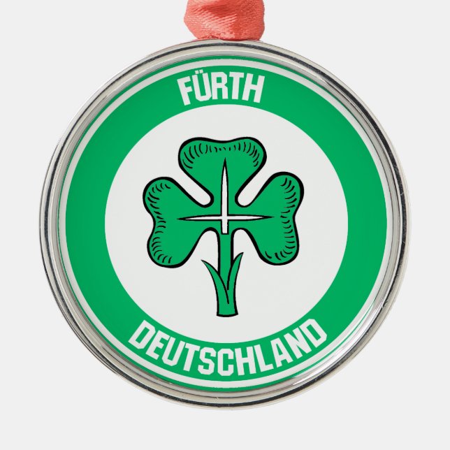 Fürth Round Emblem Metal Tree Decoration (Front)