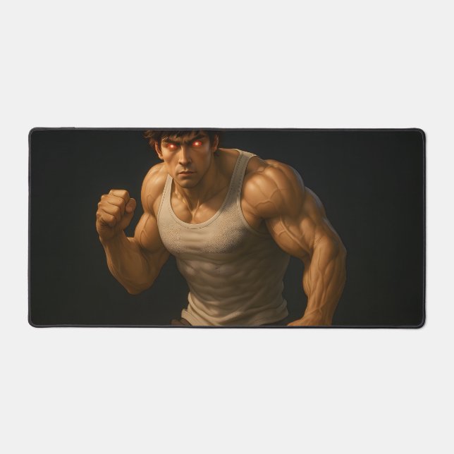 Fury Ignited: The Crimson Glare Desk Mat (Front)