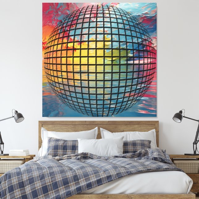 Fury of the World – Abstract Globe in Turmoil Canvas Print (Insitu(Bedroom))