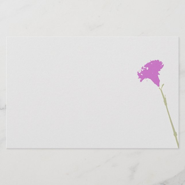 Fuschia Carnation Floral Stationery (Front)