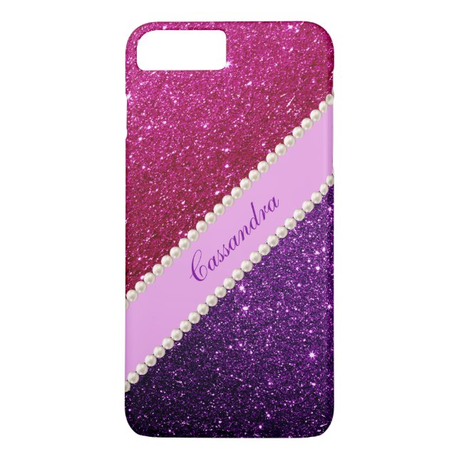 Fuschia & Dark Purple Glitter & Pearl Accents  Case-Mate iPhone Case (Back)