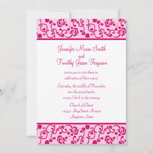 Fuschia floral stylish whimsy wedding invitation
