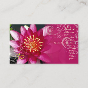 Fuschia lotus + pearly swirls business card