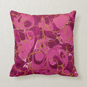Fuschia Marbled Oil Paper Cushion