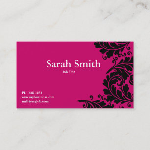 Fuschia pink  paisley damask business card