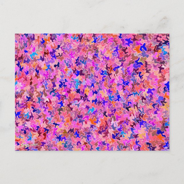 Fuschia Puzzle Pieces Postcard (Front)