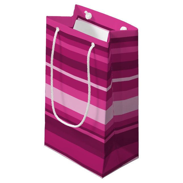 Fuschia stripes small gift bag (Front Angled)