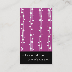 Fuschia Stylish Dots and Straw Business Cards