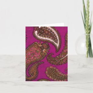 Fuscia Paisley Note Cards