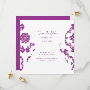 Fushia Damask Photo Wedding Save The Date