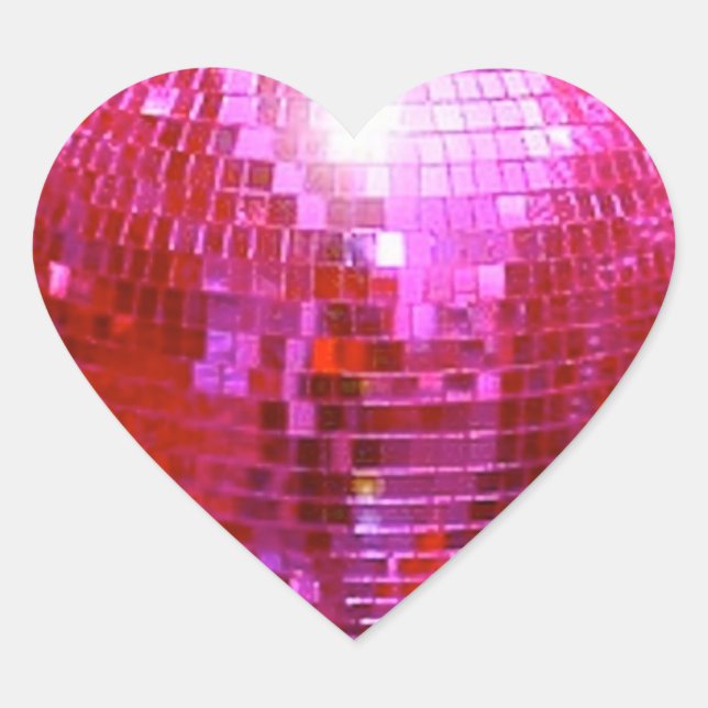 FUSHIA DISCO BALL DANCE PARTY HEART STICKER (Front)