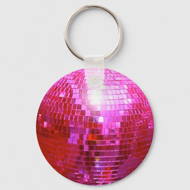 FUSHIA DISCO BALL DANCE PARTY KEY RING (Front)