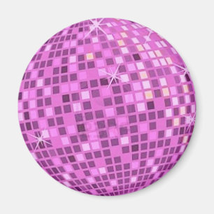 FUSHIA Disco-ball-on-black-background Magnet