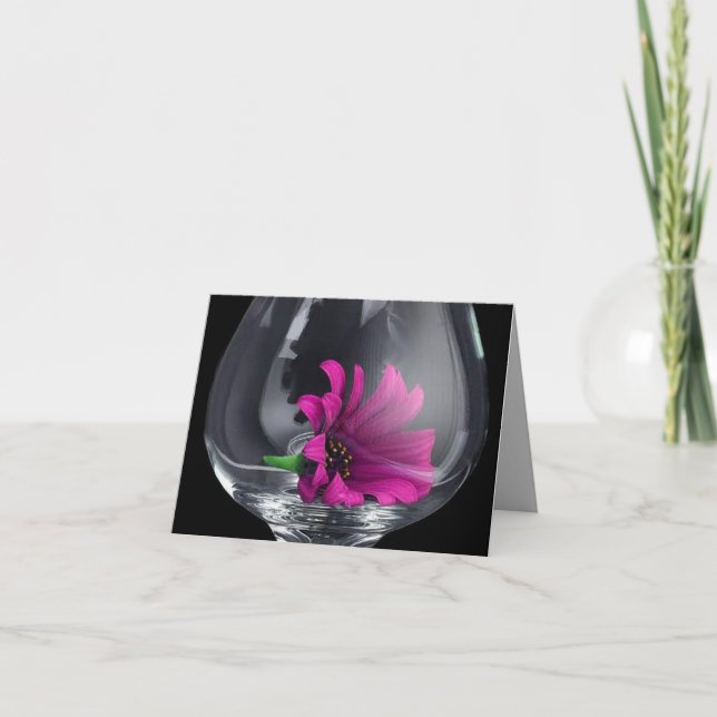 Fushia Floral Glass Note Card (Front)