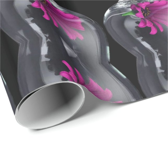Fushia Floral Glass Pattern Wrapping Paper (Roll Corner)