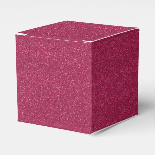 Fushia / Hot Pink Faux Glitter Favour Box (Front Side)