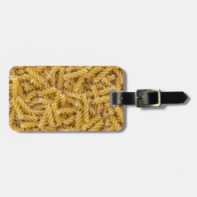 Fusilli pasta macro as background structure luggage tag (Front Horizontal)