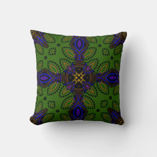 Fusion Art Green+Indigo pattern Cushion