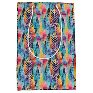 Fusion Harmony: Colorful Watercolor Batik Shibori Medium Gift Bag