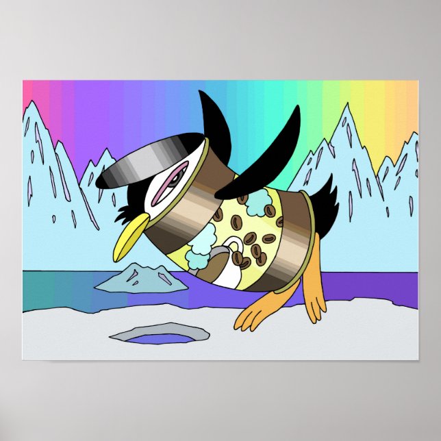 Fusion of canned coffee and penguins. poster (Front)
